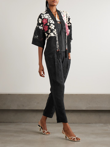 MAISON MAYLE Sunset tasseled lace-trimmed floral-print silk crepe de chine jacket