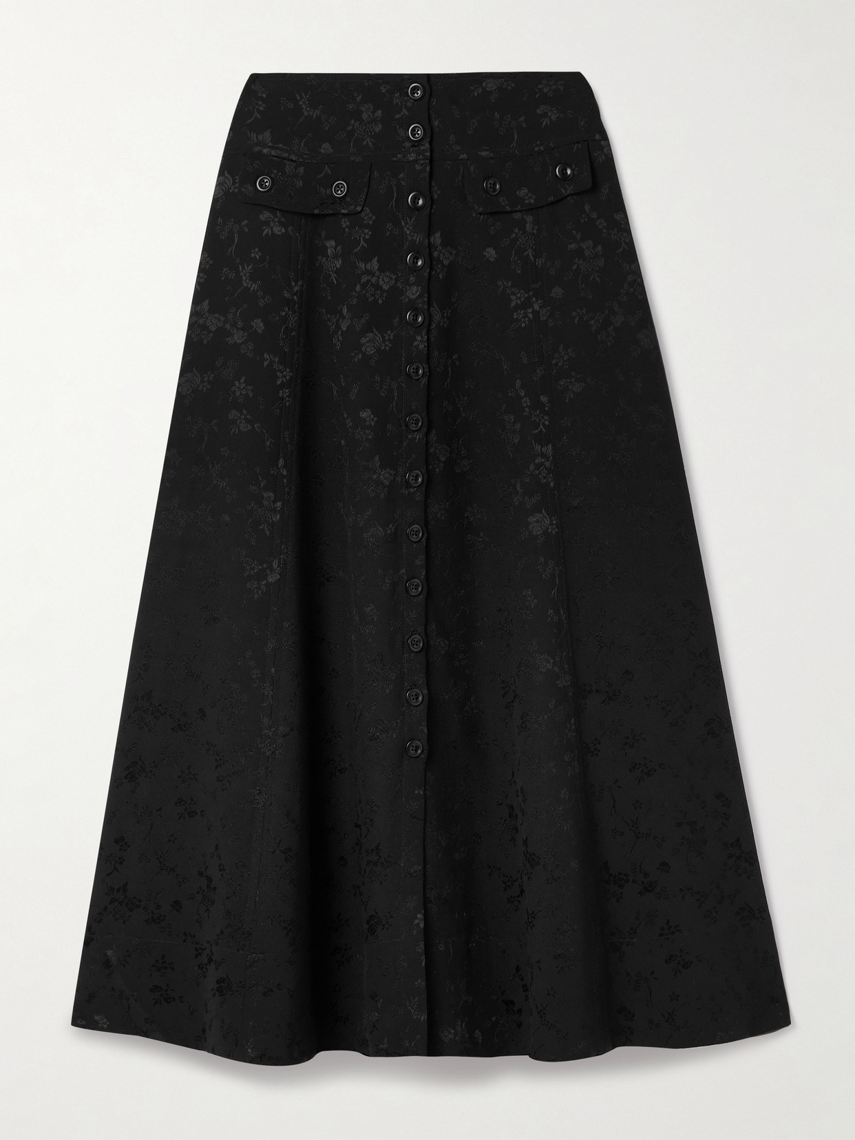 Maison Mayle Carlyne Silk-jacquard Midi Skirt In Black