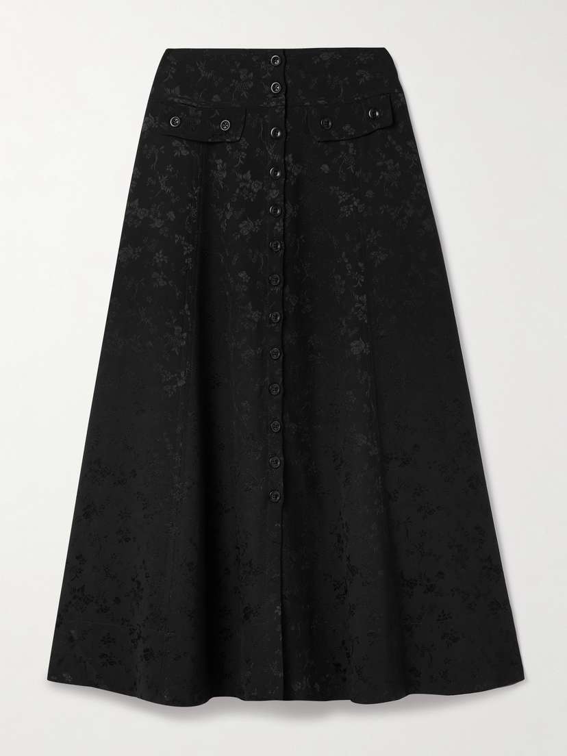 MAISON MAYLE Carlyne Silk-jacquard Midi Skirt