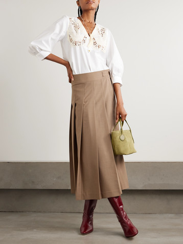 MAISON MAYLE Lalou lace-paneled cotton-poplin blouse