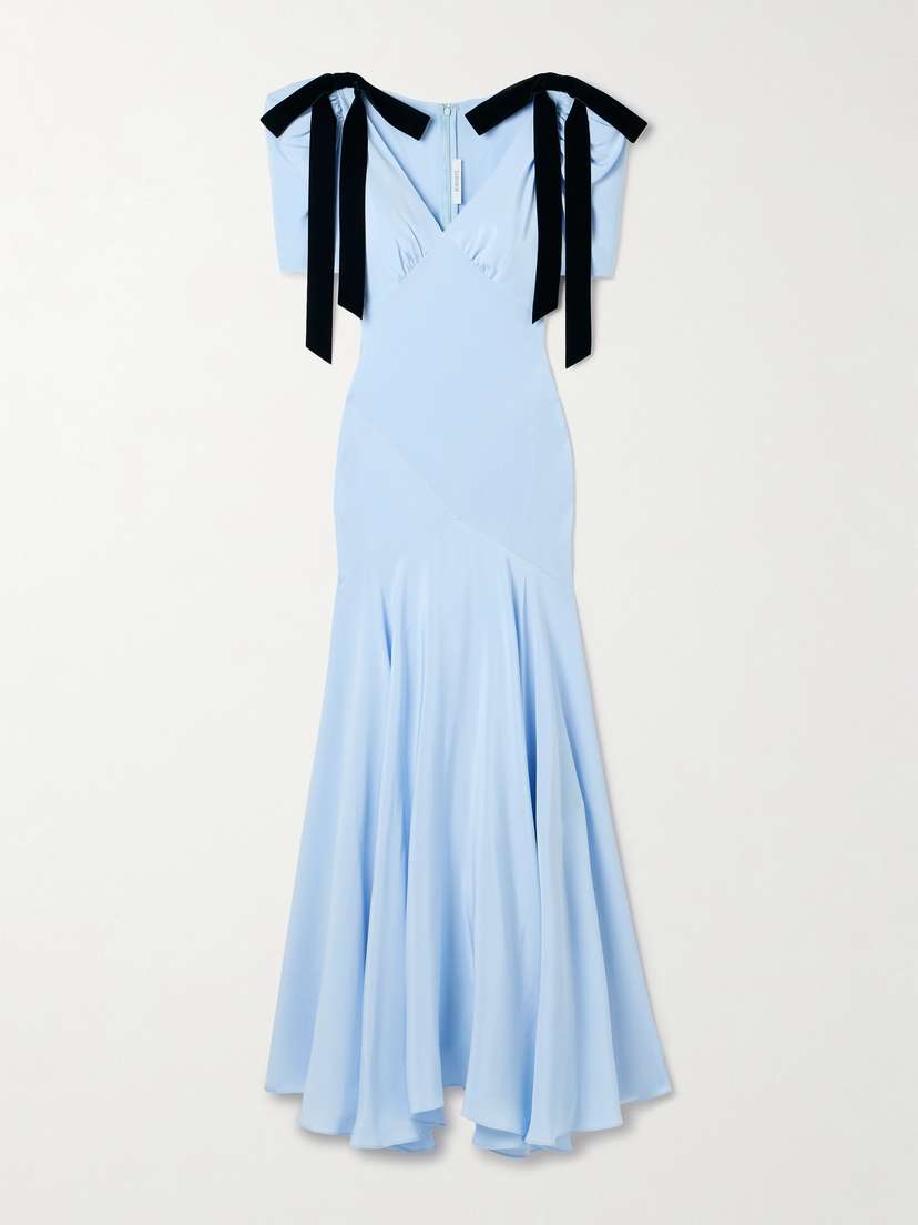 Rodarte Velvet Bow-embellished Silk-crepe Gown
