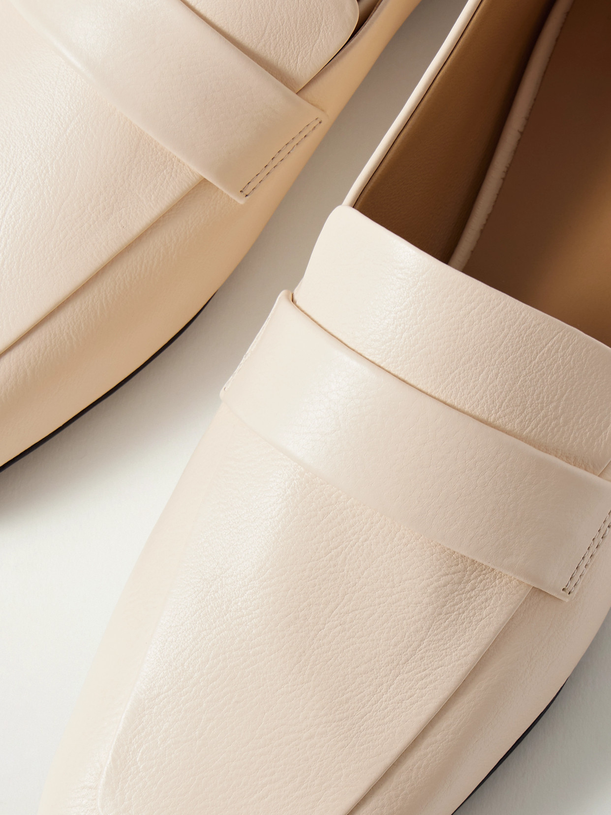 The Row Hammered Leather Cary Penny Loafers In White