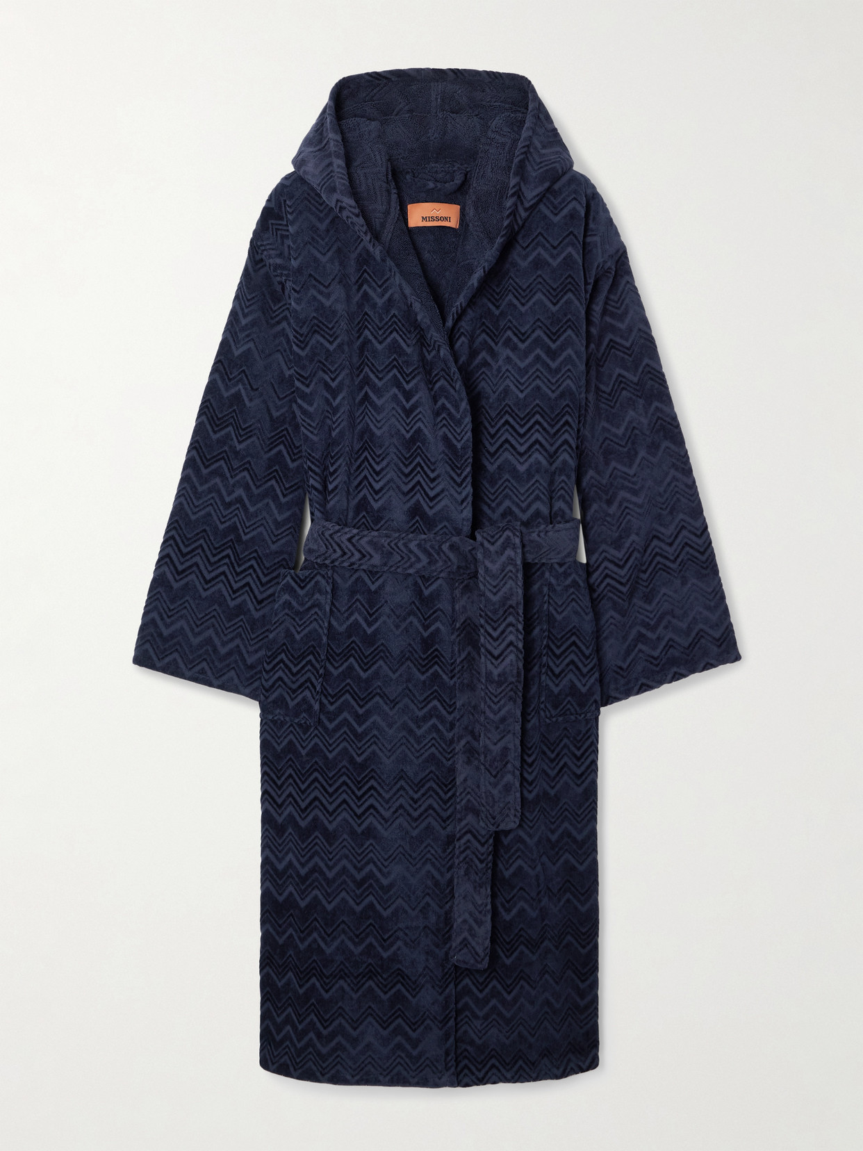 Missoni Chalk Hooded Cotton-terry Robe In Blue