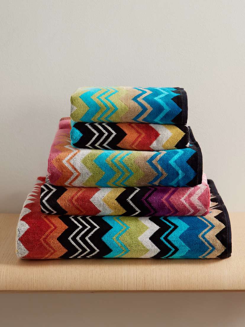 Missoni Home Giacomo Set Of Five Striped Jacquard-knit Cotton-terry Towels
