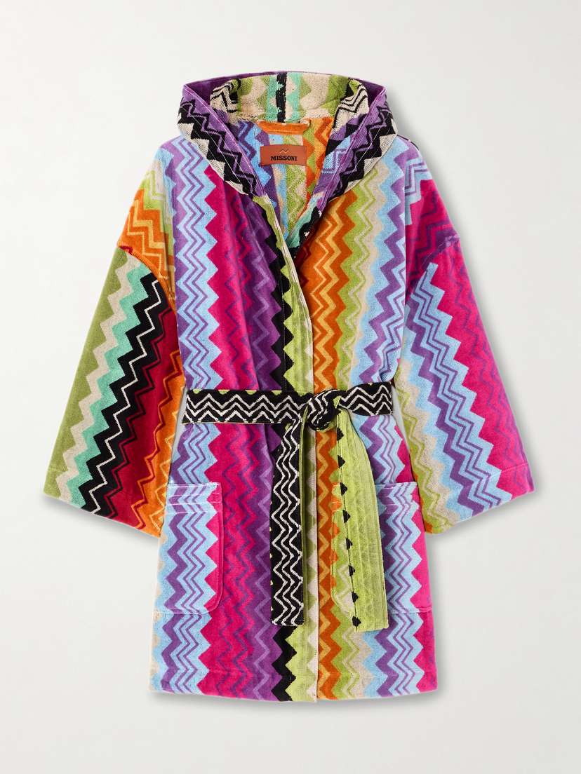 Missoni Home Giacomo Hooded Belted Striped Cotton-terry Robe
