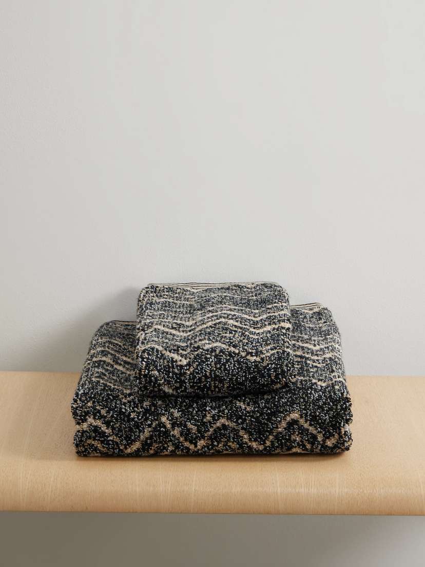 Missoni Home Azul Set Of Two Striped Cotton-terry Towels