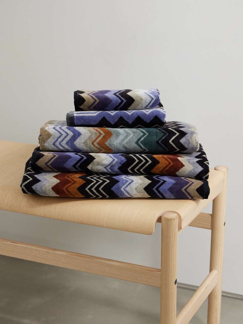 Missoni Home Giacomo Set Of Five Striped Jacquard-knit Cotton-terry Towels
