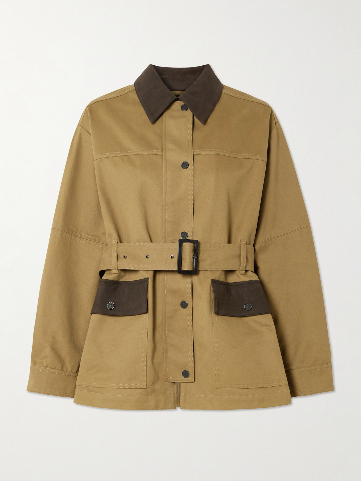 Purdey Lexham Belted Coated-cotton Jacket In Green