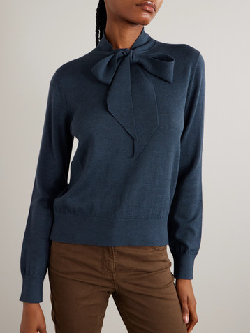 Purdey Newland tie-neck merino wool sweater