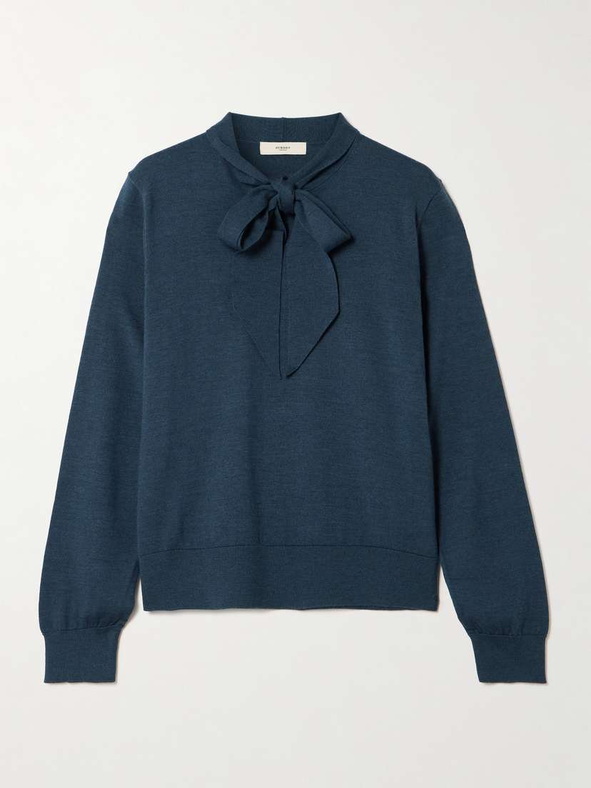 Purdey Newland Tie-neck Merino Wool Sweater
