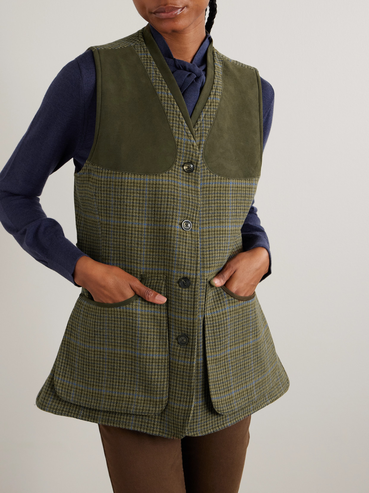 Checked Wool-Tweed Vest