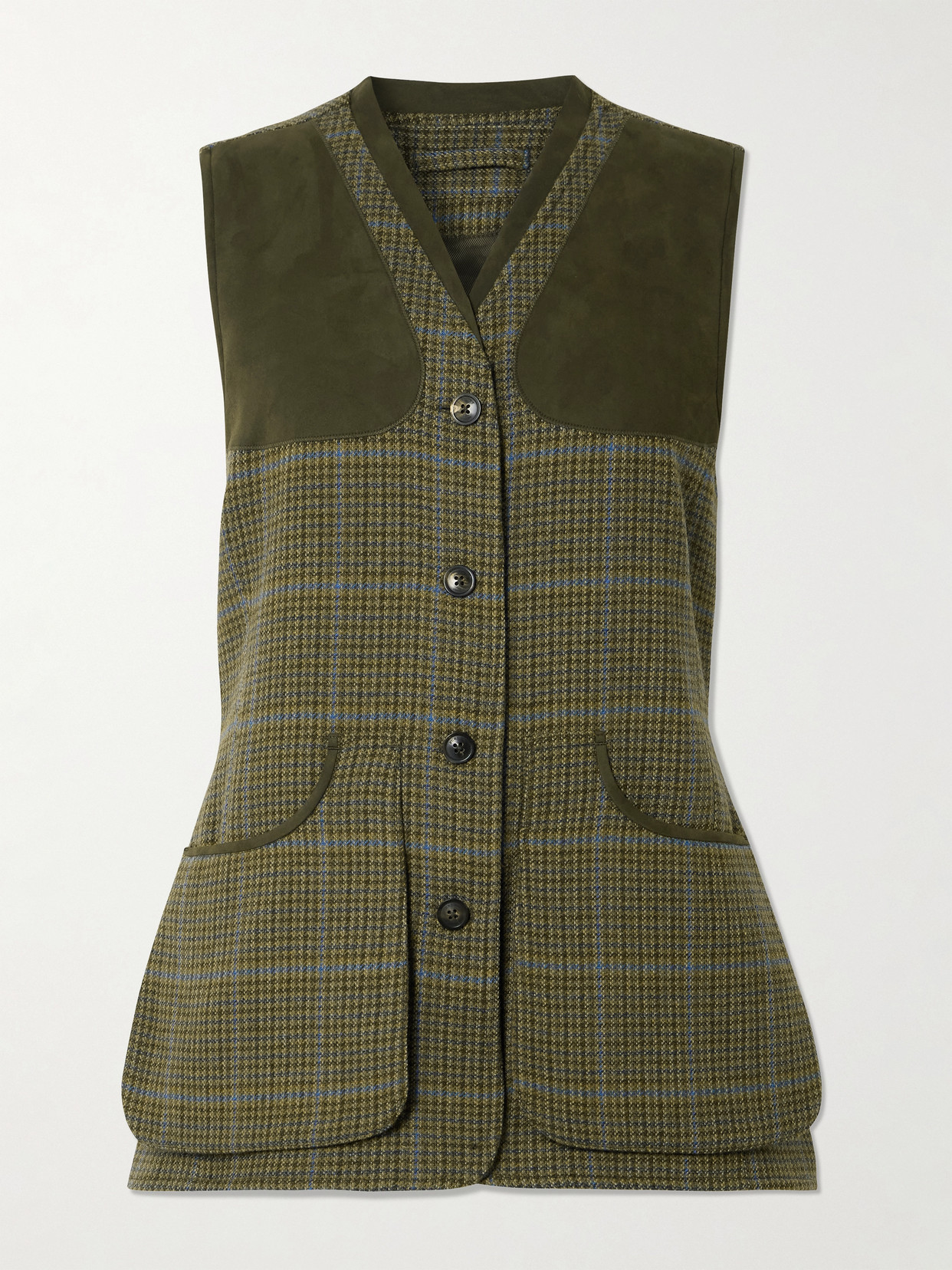 Purdey Checked Wool-tweed Vest In Green