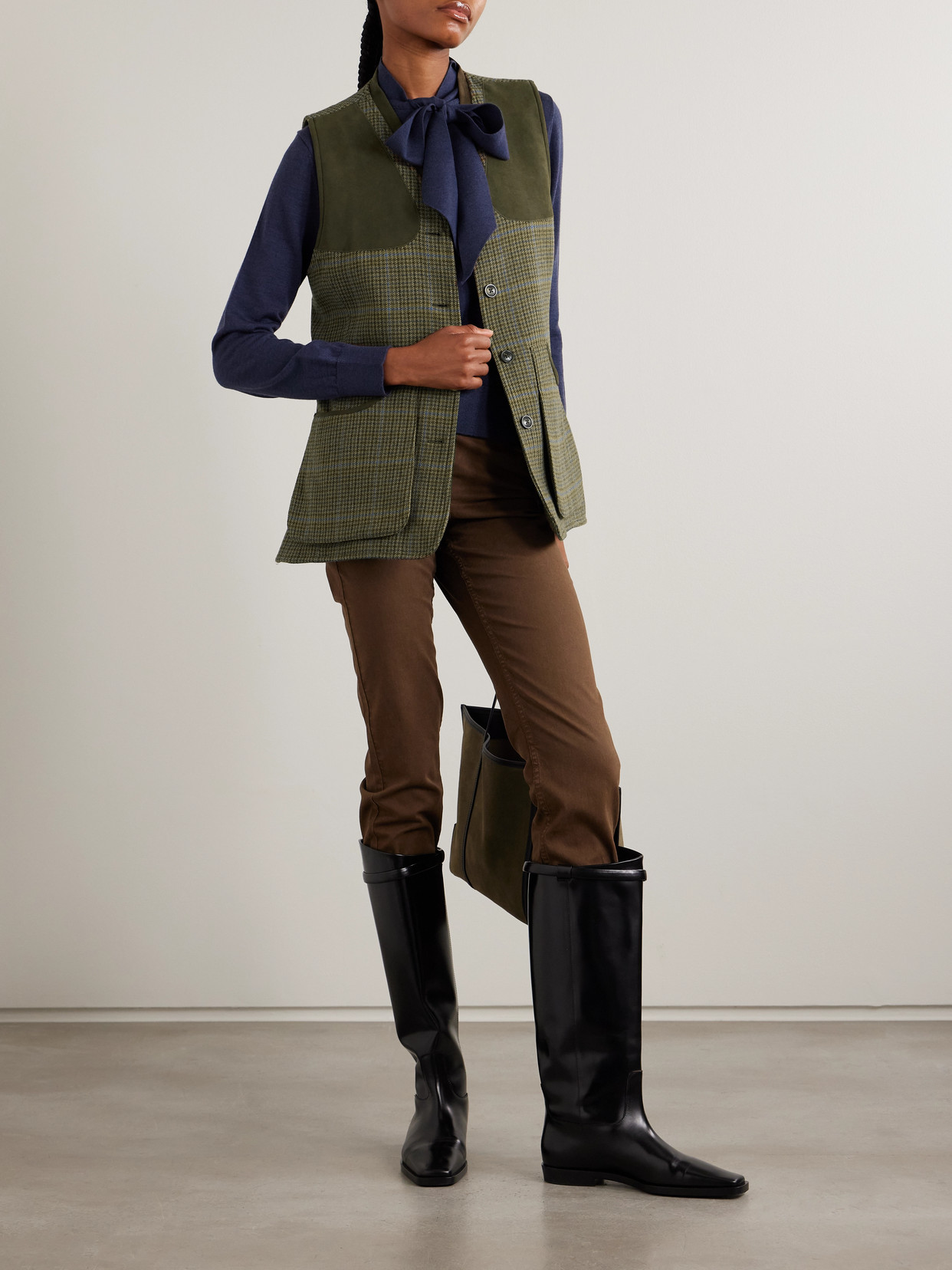 Checked Wool-Tweed Vest