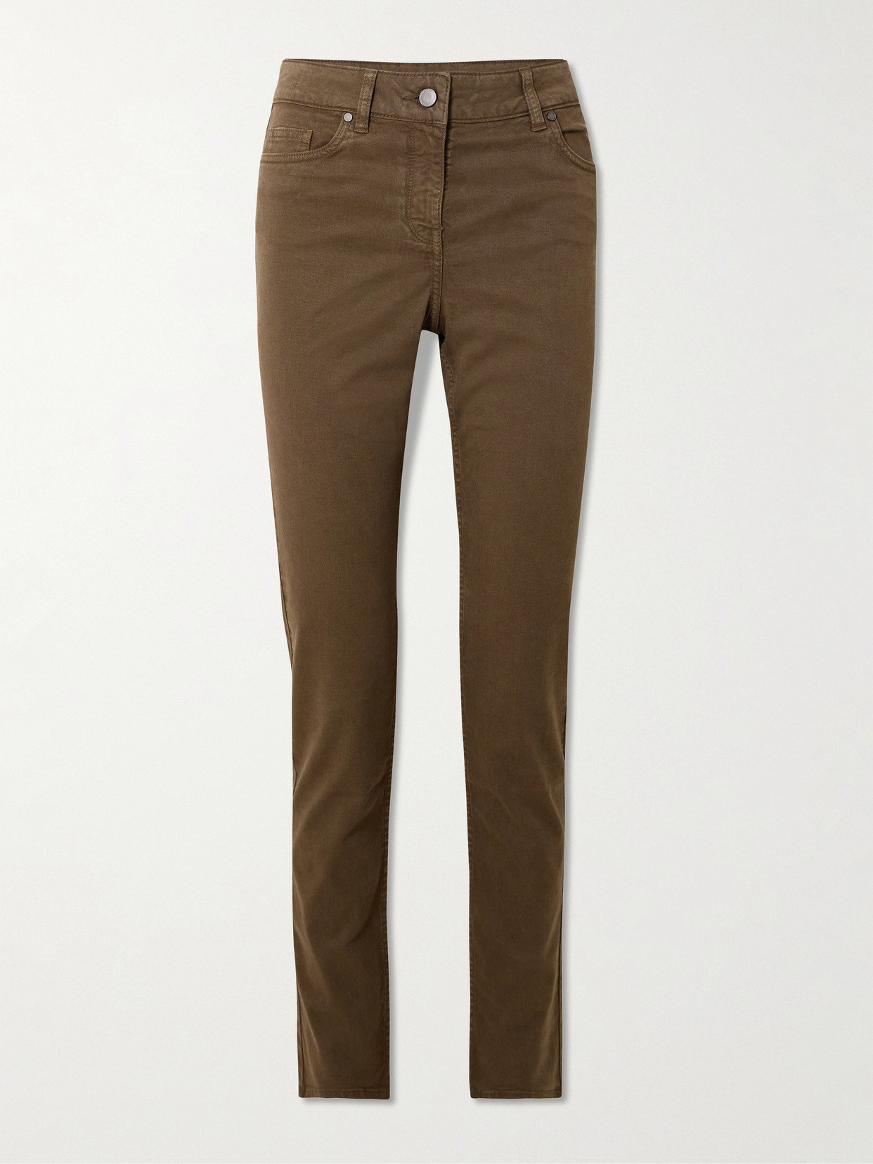 Purdey Stretch-cotton, Tencel™ And Silk-blend Twill Skinny-leg Pants In Brown