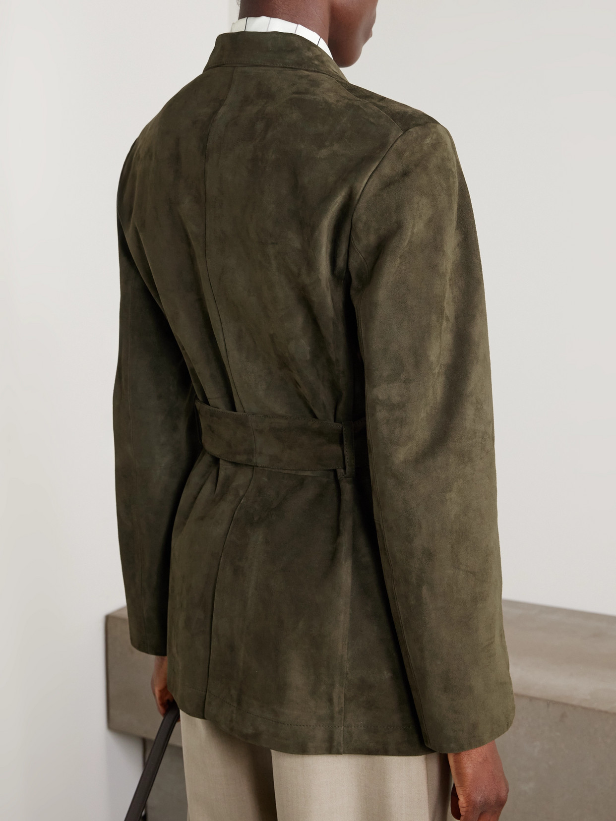 Purdey Wilton Belted Suede Jacket In Green