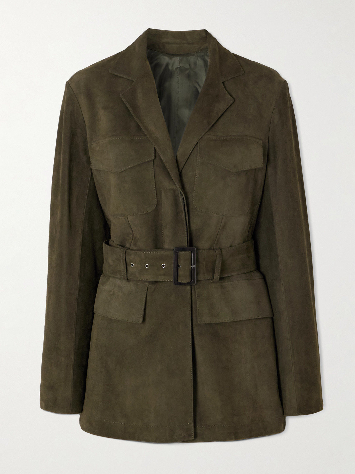 Purdey Wilton Belted Suede Jacket In Green