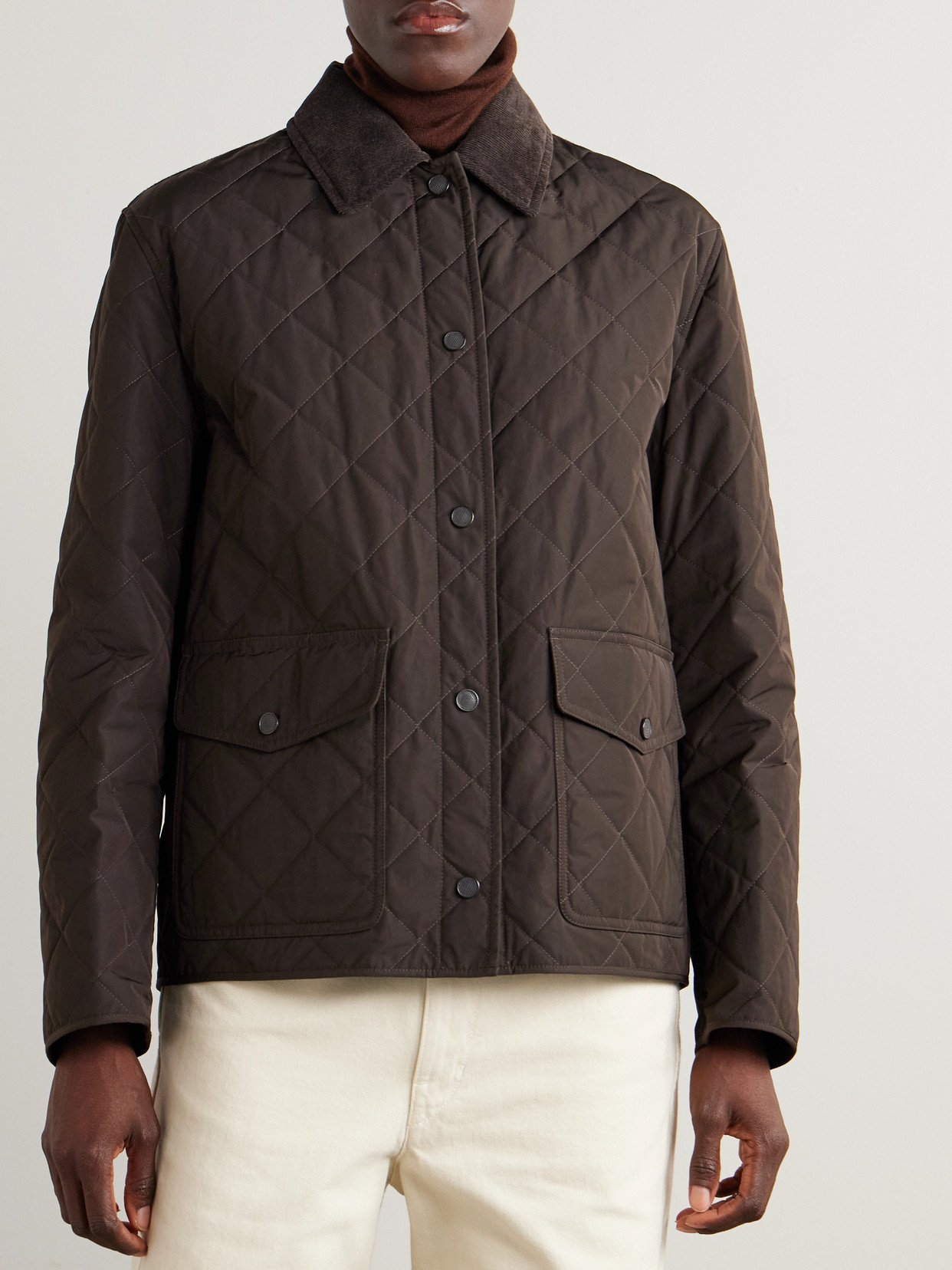 Purdey Winchester Corduroy-trimmed Quilted Shell Jacket In Brown