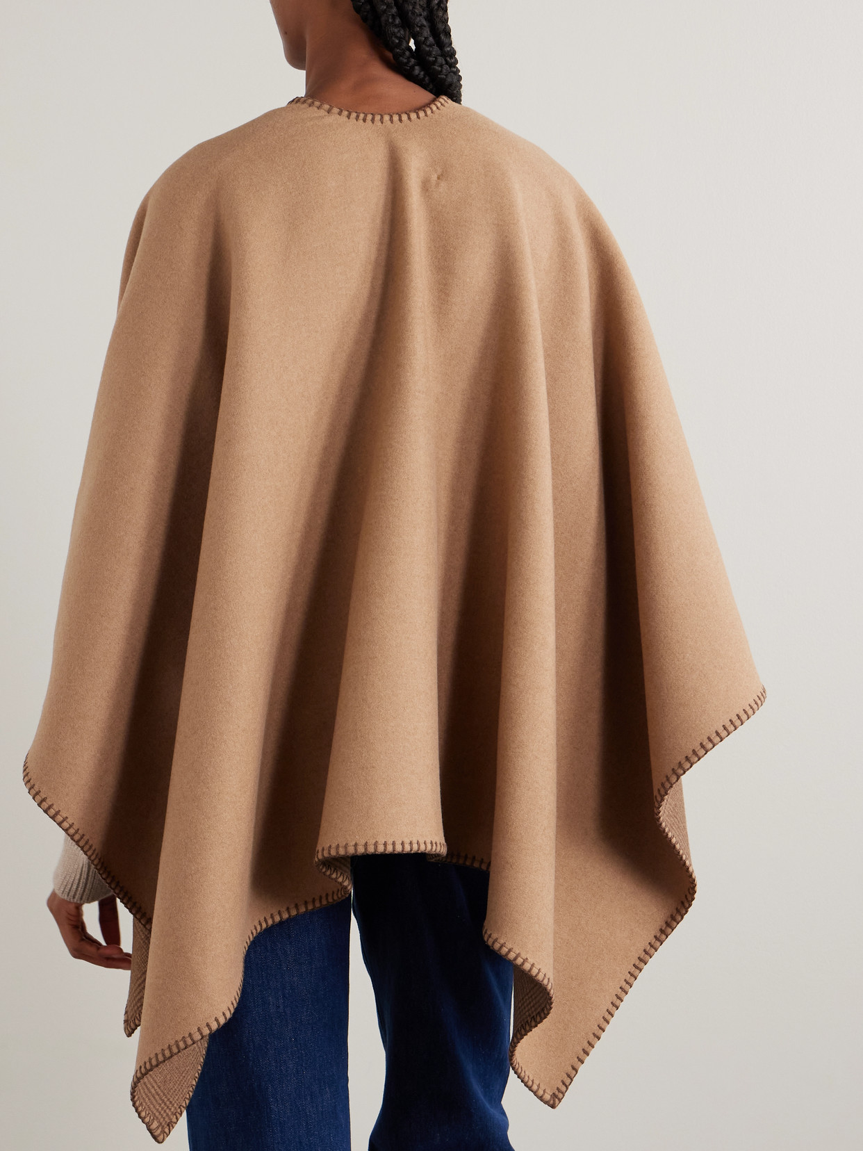 Welbeck Reversible Whipstitched Checked Cashmere-Blend Cape