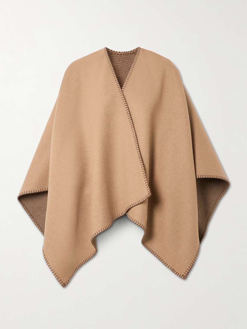 Purdey Welbeck Reversible Whipstitched Checked Cashmere-blend Cape