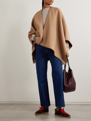 Purdey Welbeck reversible whipstitched checked cashmere-blend cape