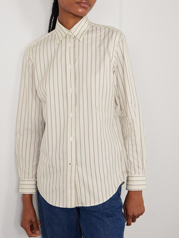 Purdey Striped cotton and silk-blend shirt