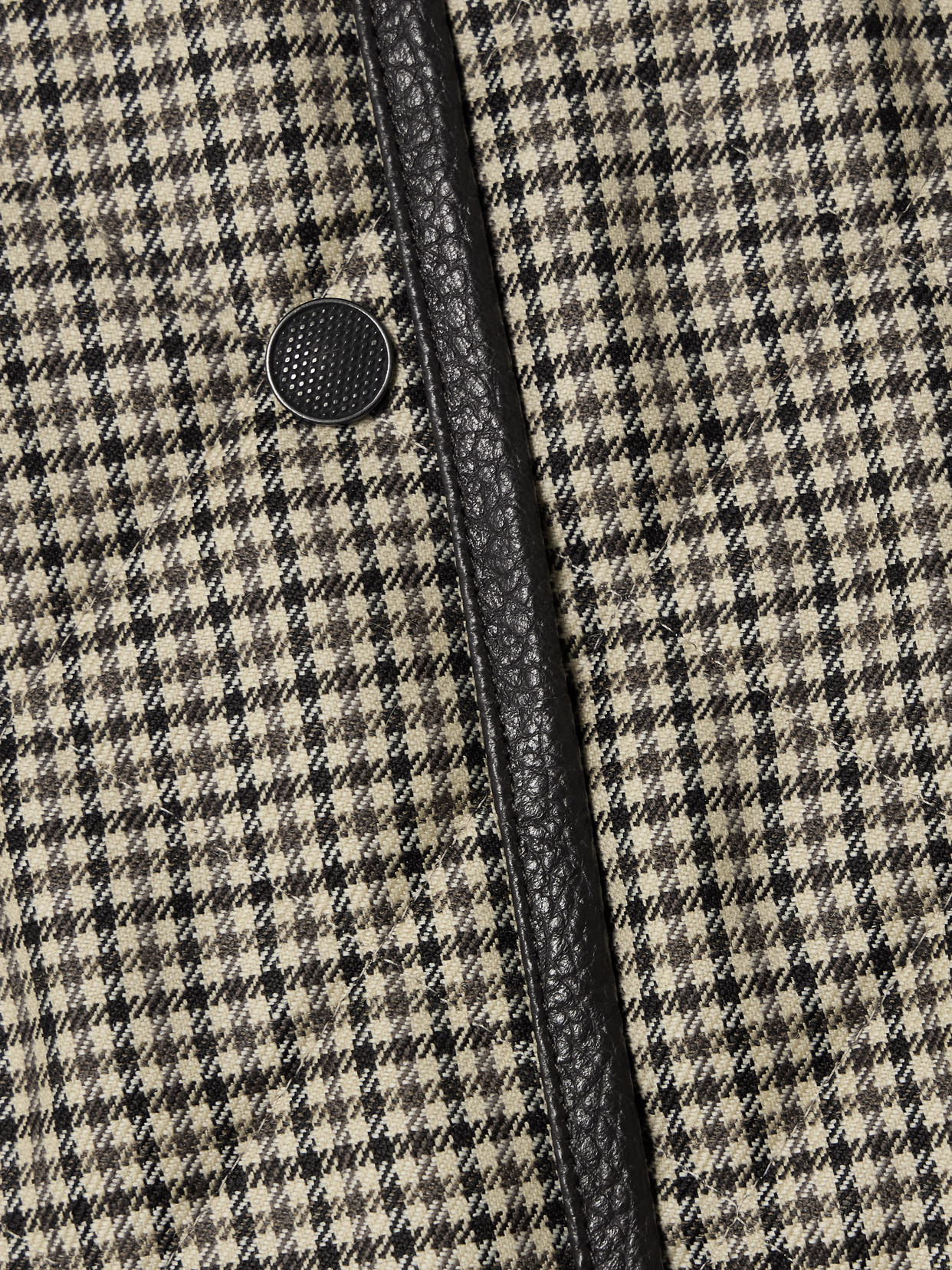Abbot Textured Leather-Trimmed Houndstooth Quilted Jacket