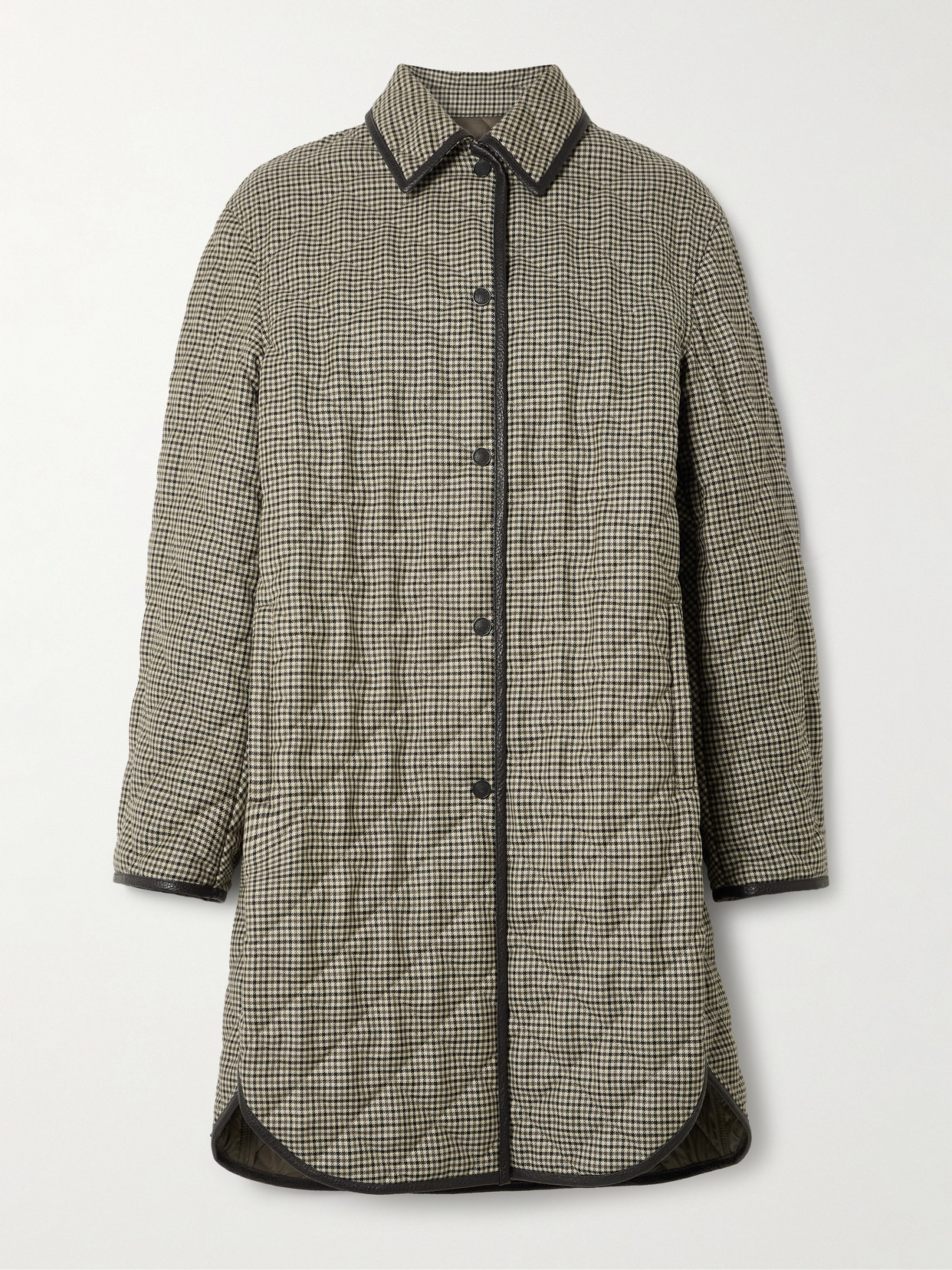 Purdey Abbot Textured Leather-trimmed Houndstooth Quilted Wool Jacket In Green