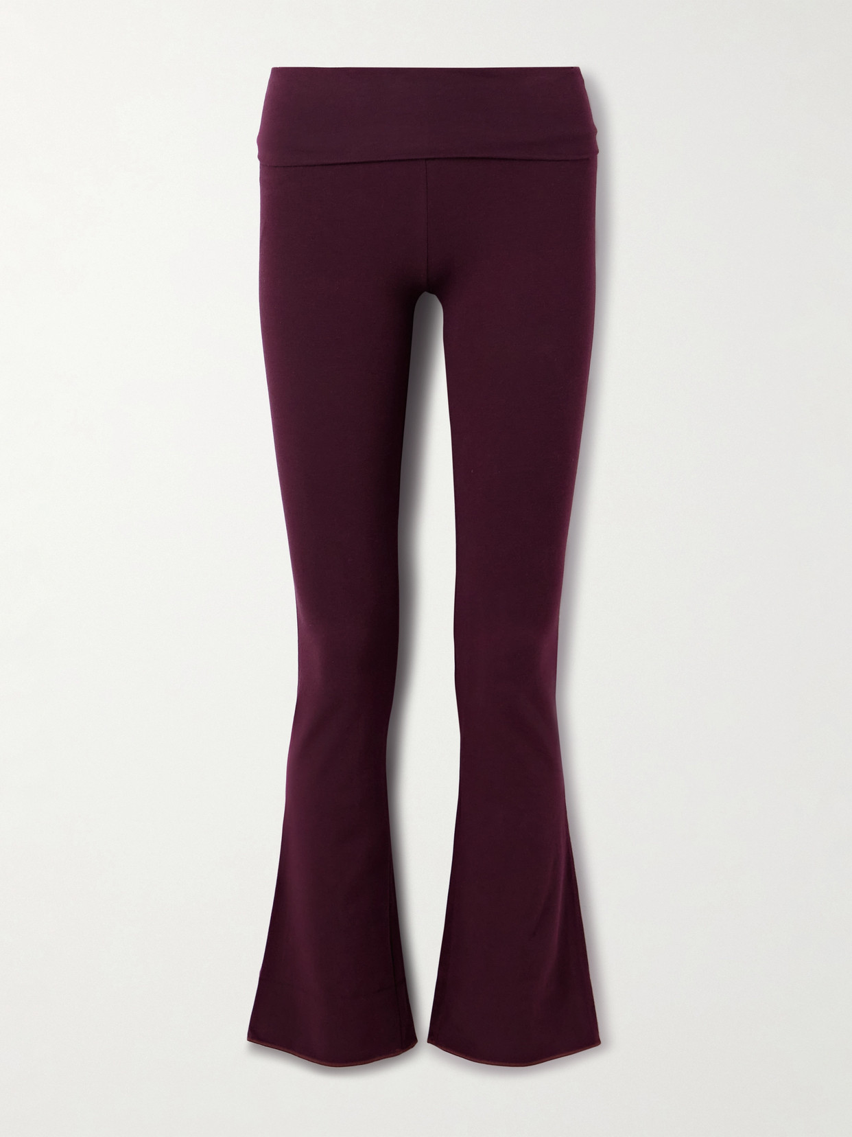 Skims Stretch-cotton Jersey Foldover Pants In Burgundy
