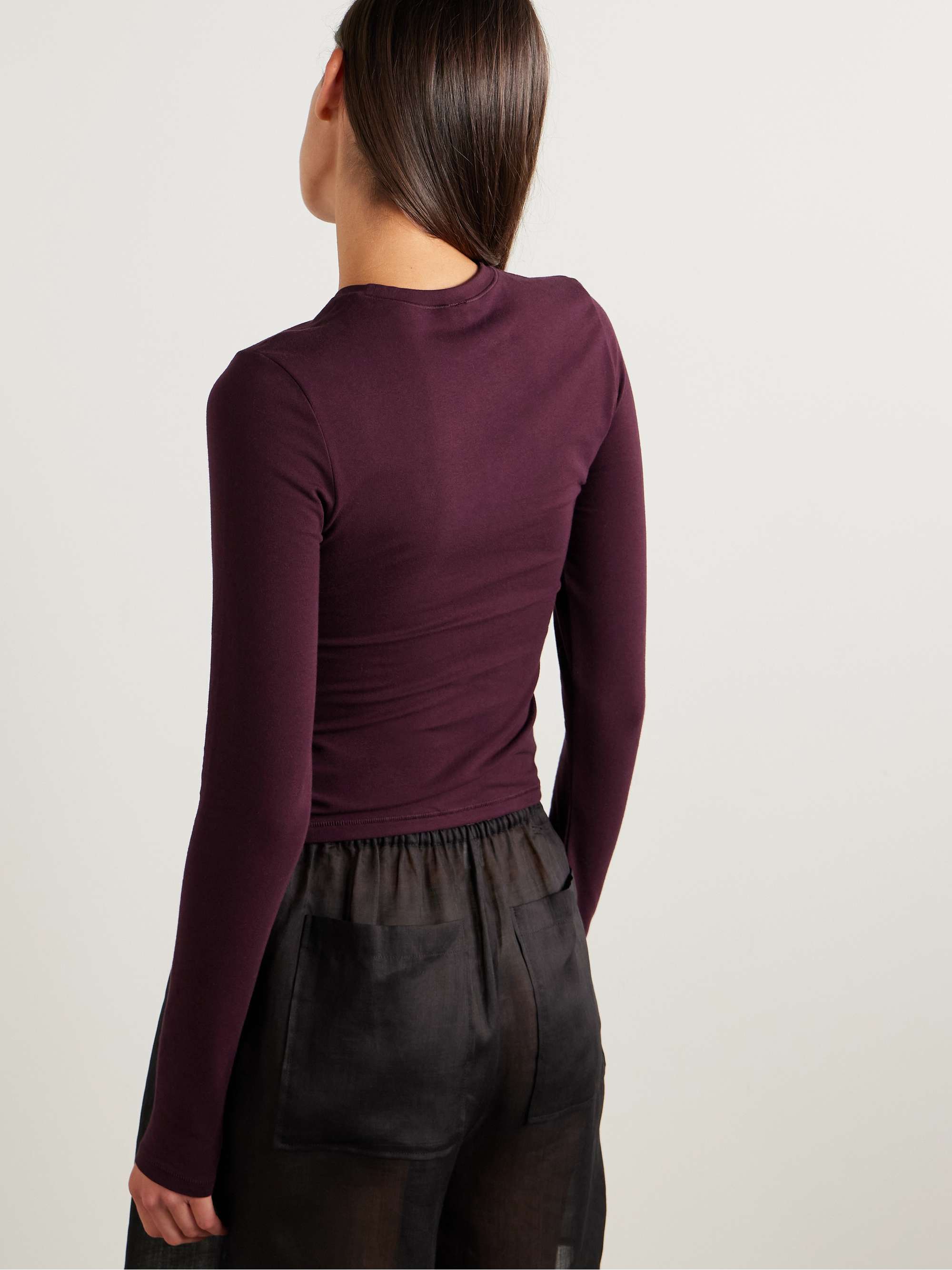 SKIMS Stretch-cotton jersey top - Light Heather Gray