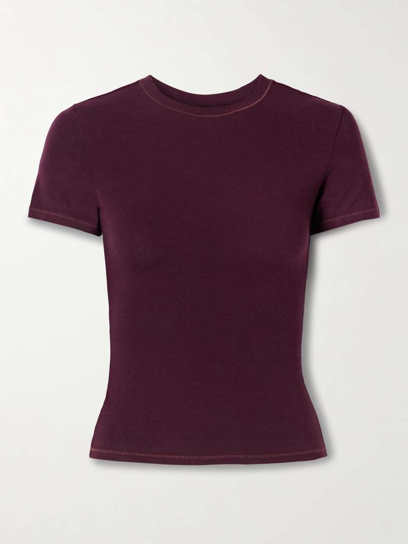 Skims Stretch-cotton Jersey T-shirt - Currant