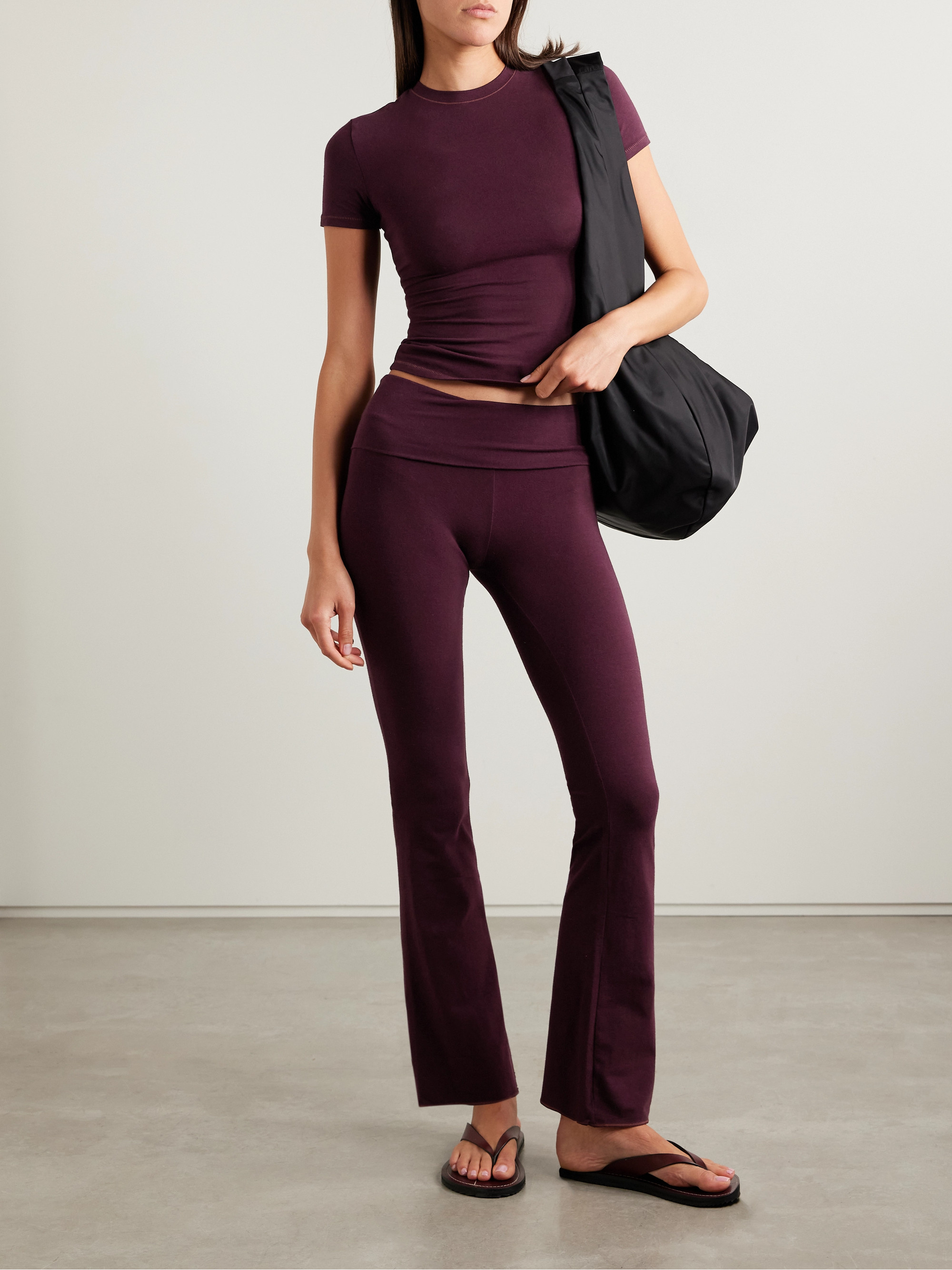 Skims Stretch-cotton jersey T-shirt - Currant
