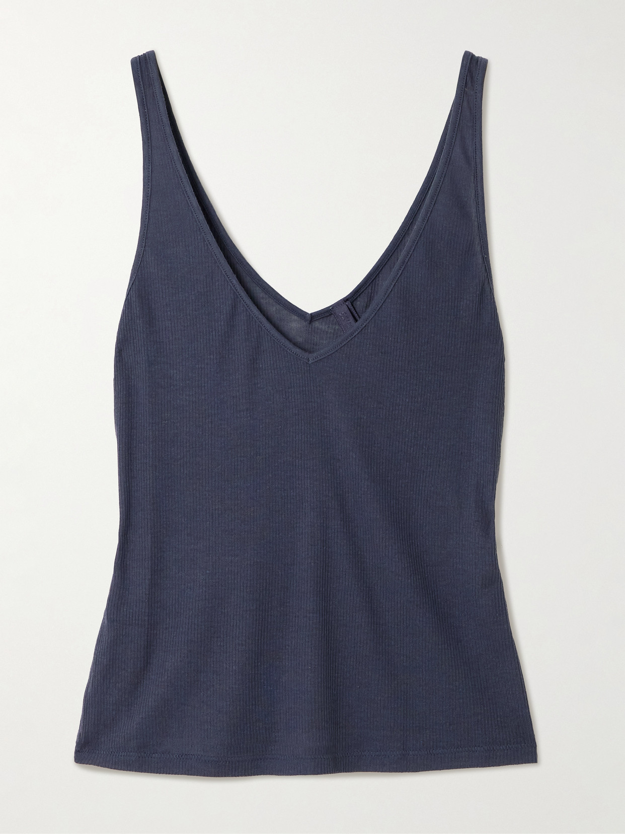 Skims V Neck Ribbed Jersey Tank In Blue