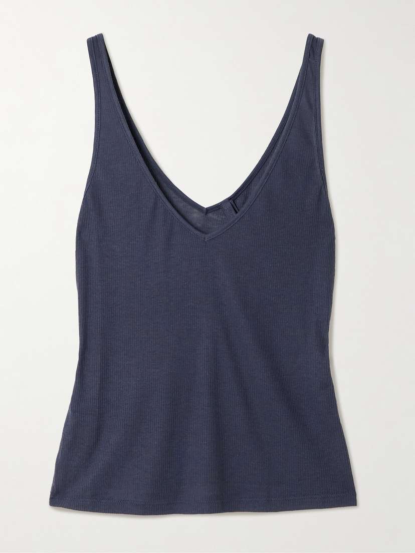 Skims V Neck Ribbed Jersey Tank - Sleet