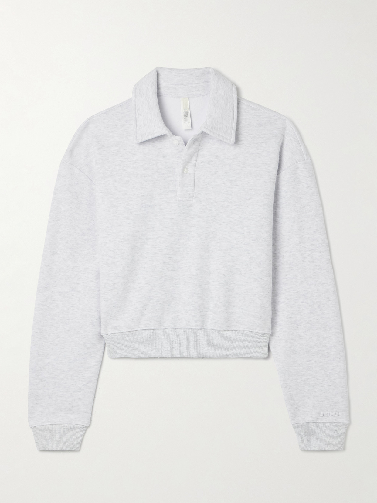 Skims Cotton-blend Jersey Long Sleeve Henley In Gray