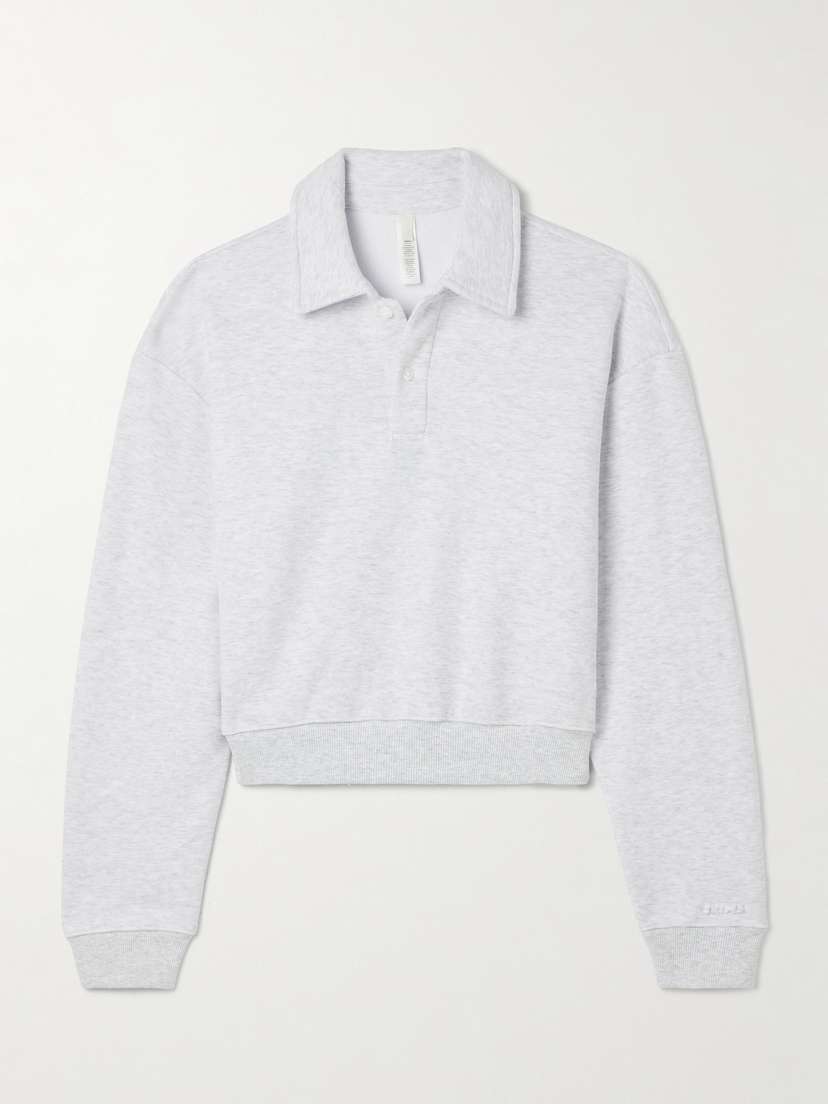 Skims Cotton-blend Jersey ong Sleeve Henleyight Heather Grey