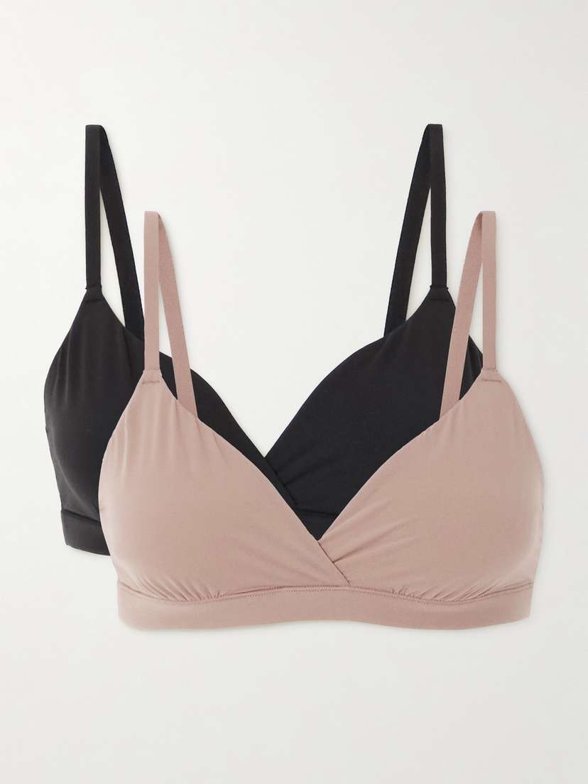 Skims Fits Everybody Crossover Bralette Two-pack - Onyx, Sienna