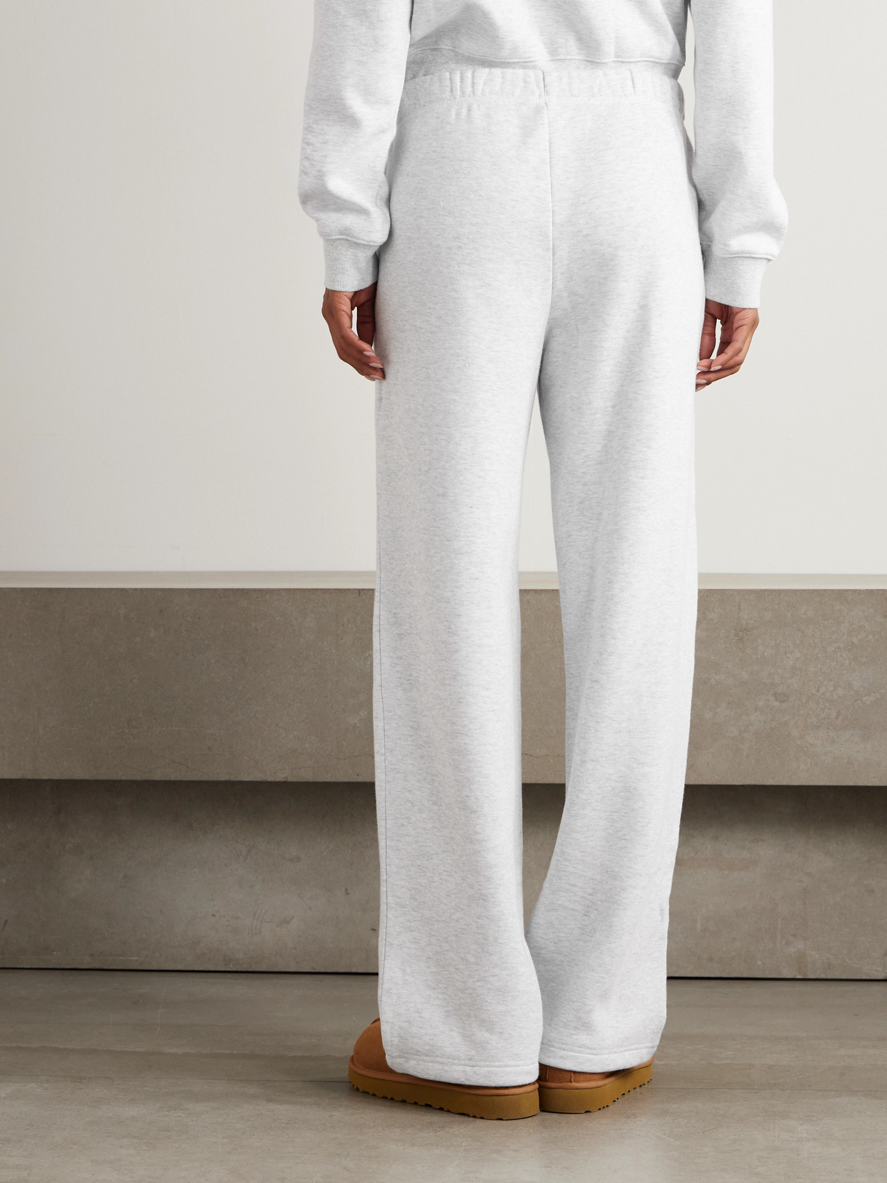 Skims Classic Cotton-blend Jersey Straight-leg Pants In Gray