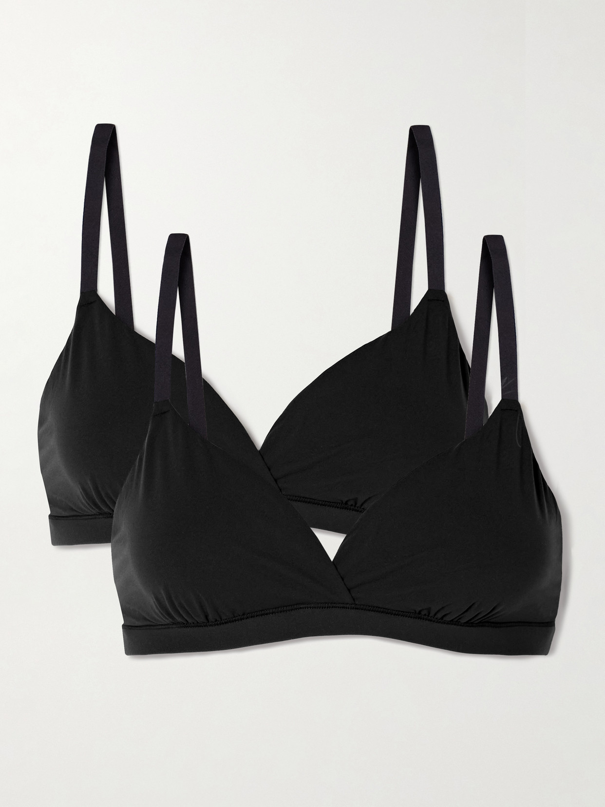Skims Fits Everybody Crossover Bralette Two-pack In Black