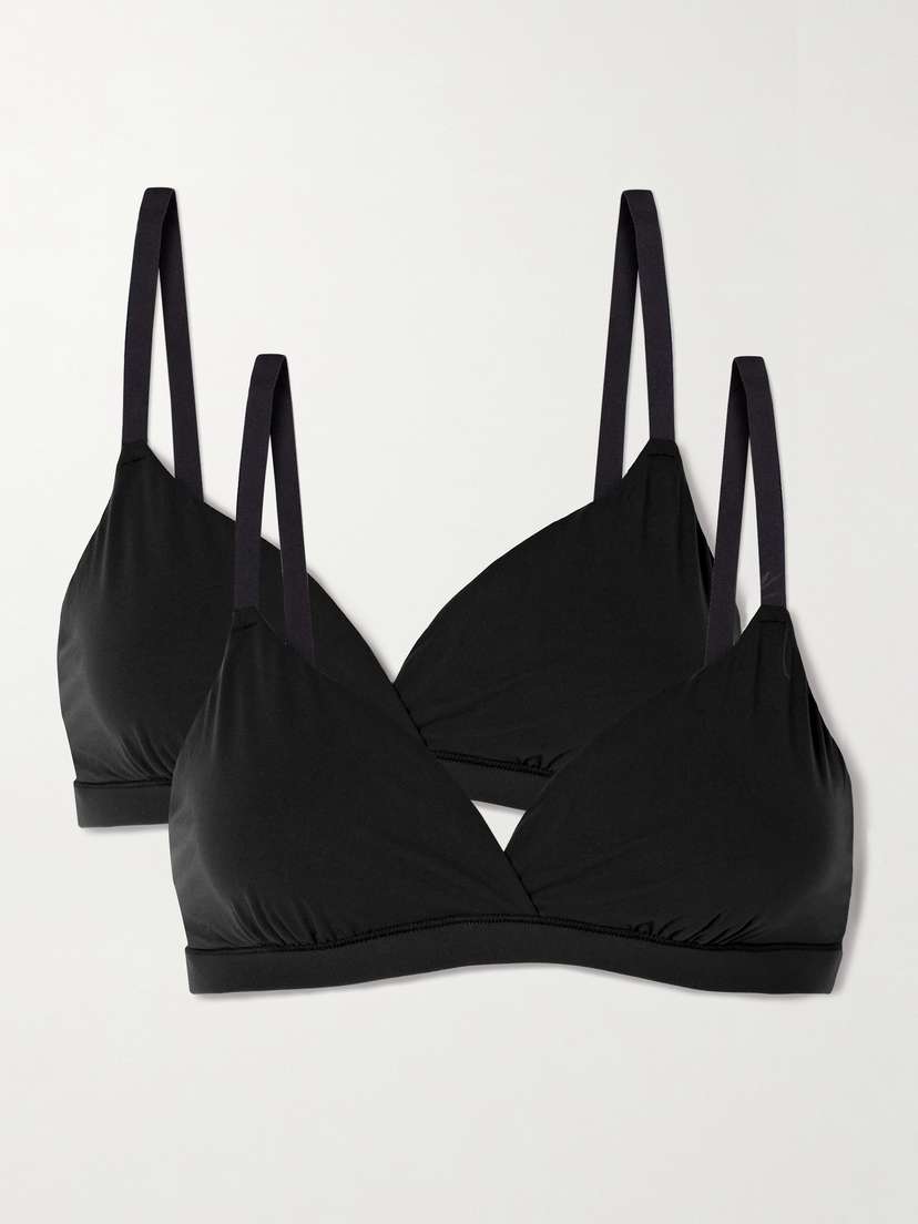 Skims Fits Everybody Crossover Bralette Two-pack - Onyx