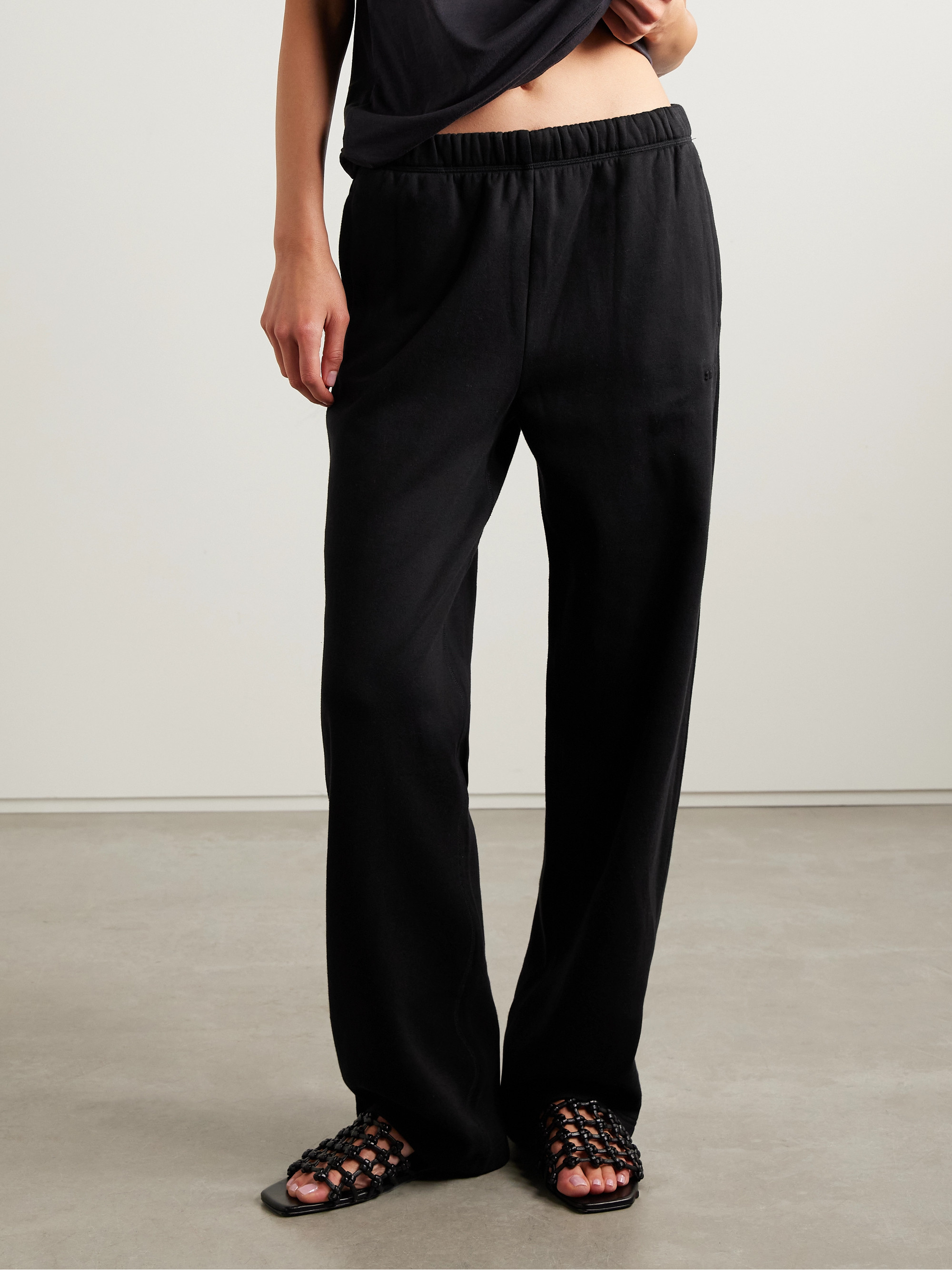 Skims Classic cotton-blend jersey straight-leg sweatpants - Onyx