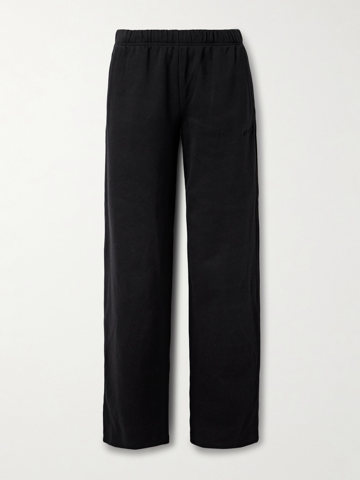 Skims Classic Cotton-blend Jersey Straight-leg Pants In Black
