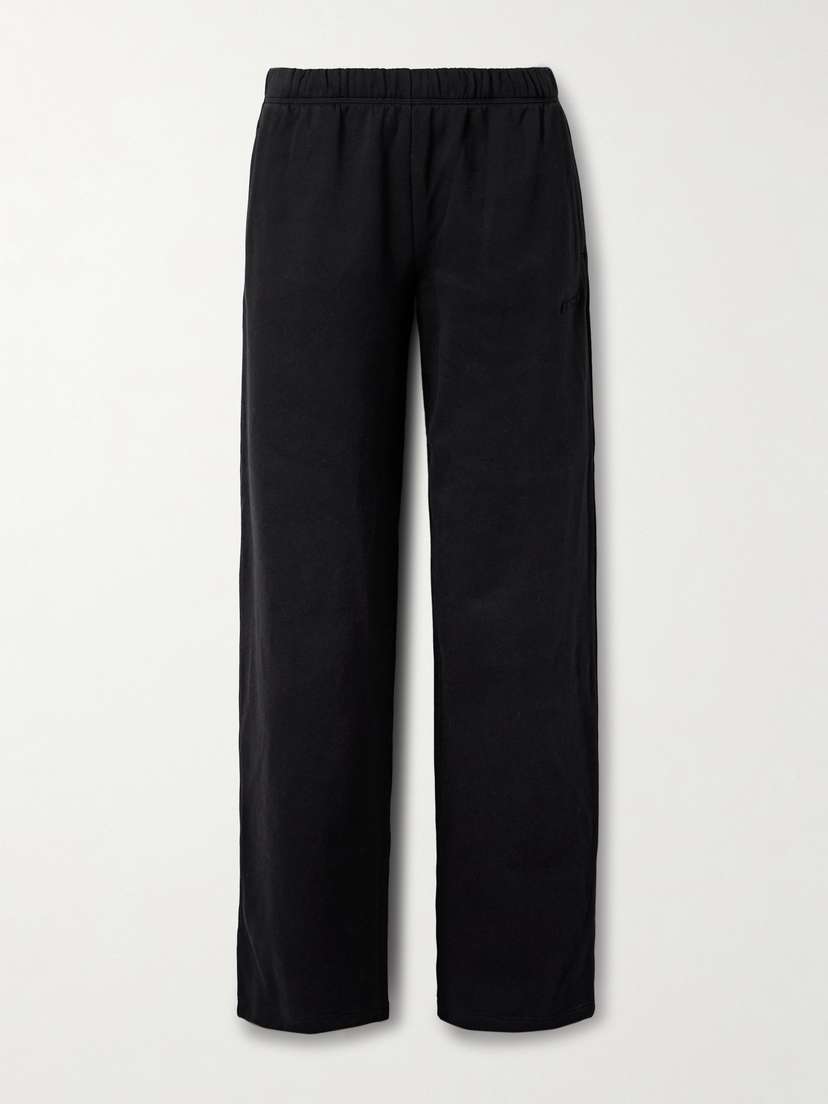 Skims Classic Cotton-blend Jersey Straight-leg Pants - Onyx