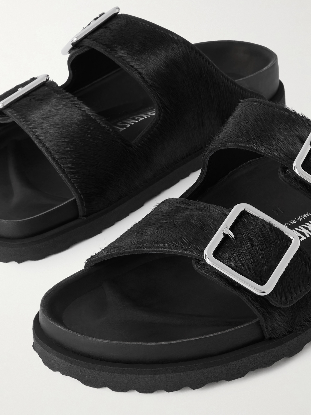 Birkenstock 1774 Arizona Calf Hair Sandals In Black