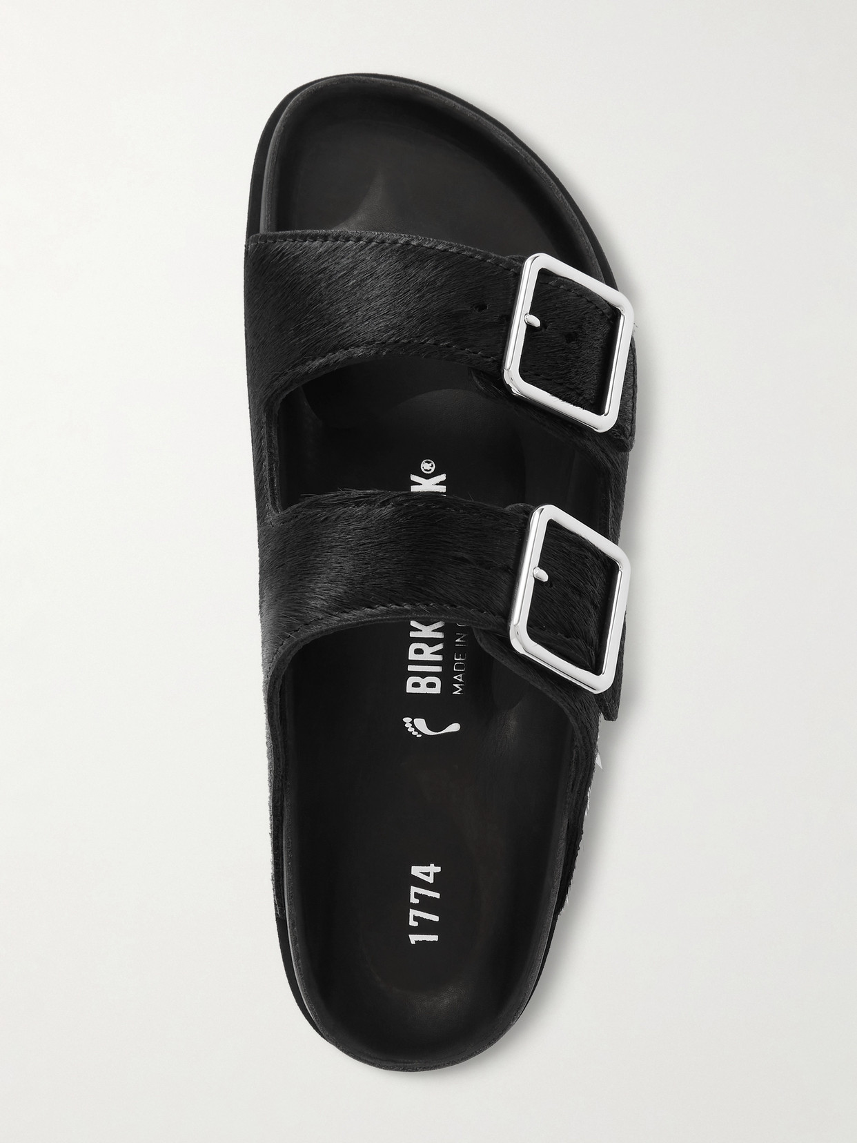 Birkenstock 1774 Arizona Calf Hair Sandals In Black