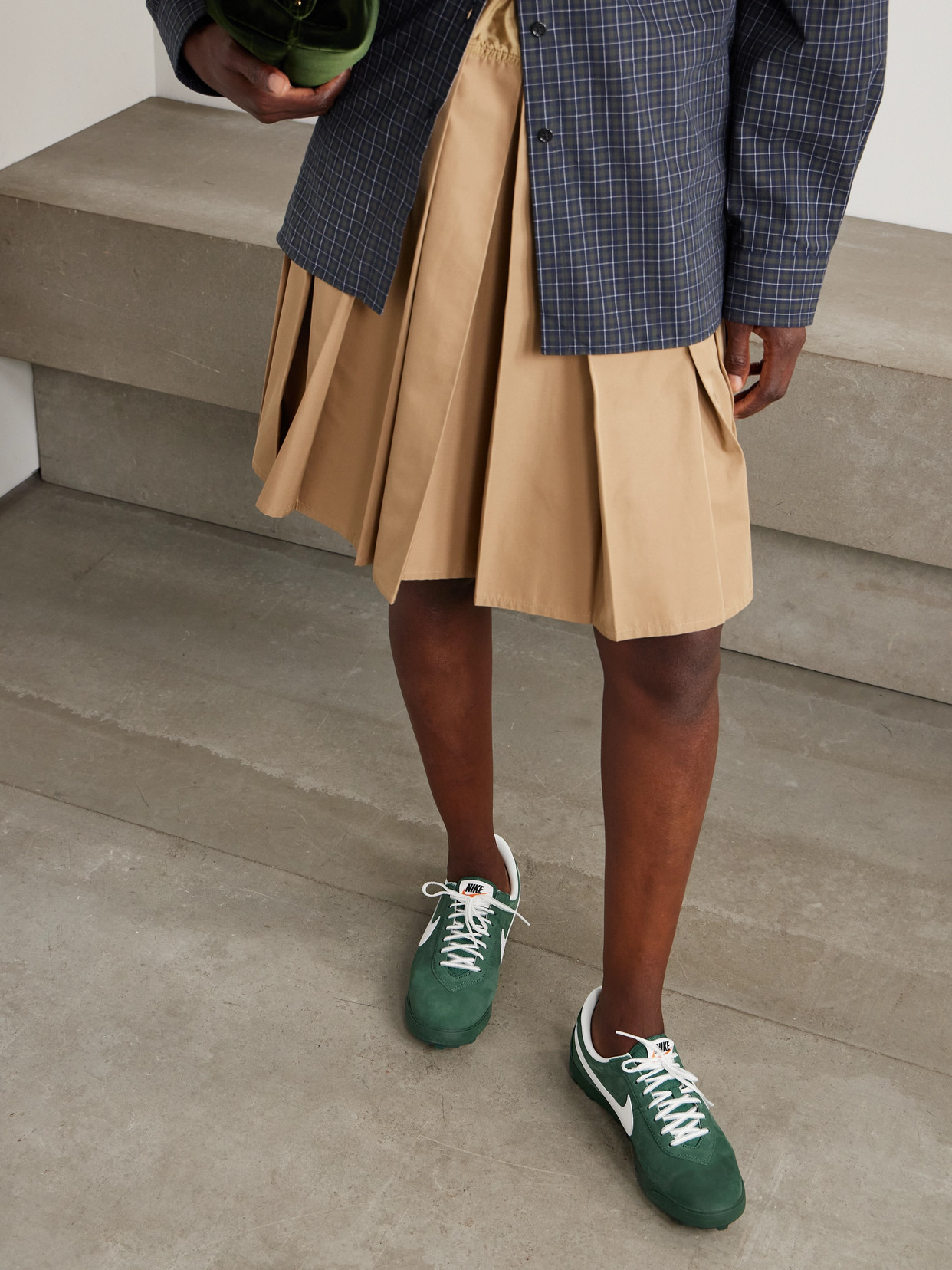 Nike Astrograbber Leather-trimmed Nubuck Sneakers In Green