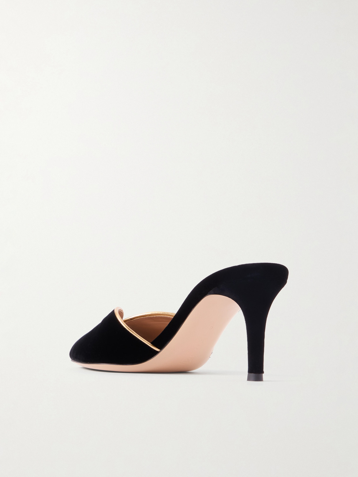 Gianvito Rossi 70 Leather-trimmed Velvet Mules In Black