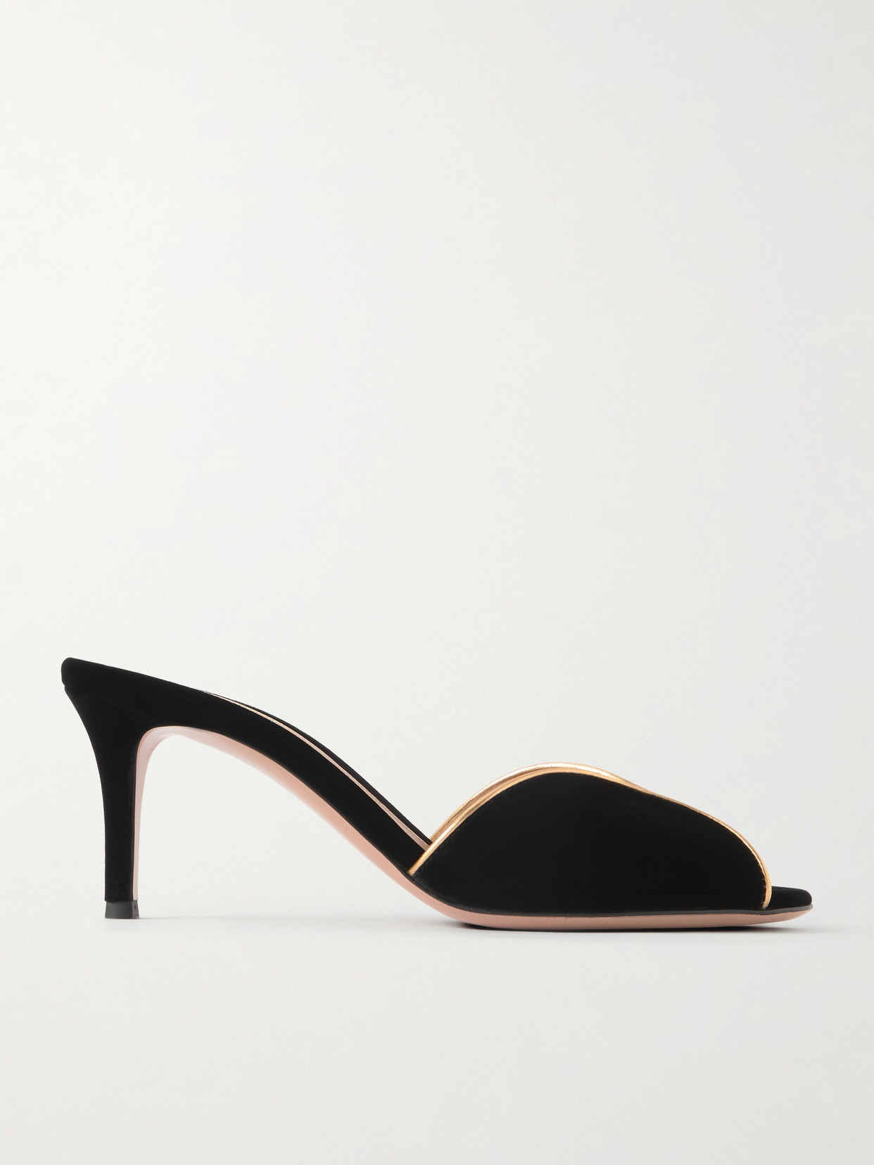 Gianvito Rossi 70 Leather-trimmed Velvet Mules In Black