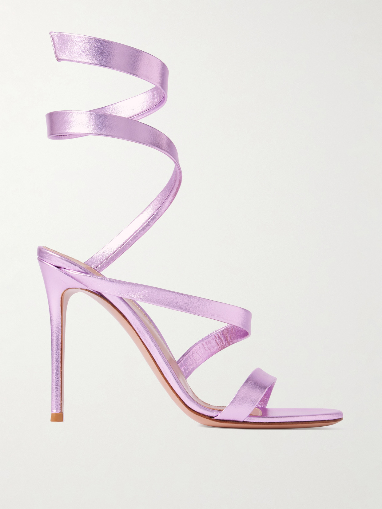 Gianvito Rossi Opera 105 Metallic Leather Sandals In Purple