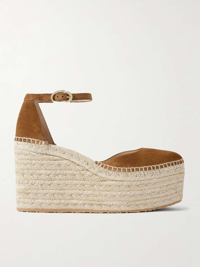 Gianvito Rossi Suede Espadrille Platform Sandals
