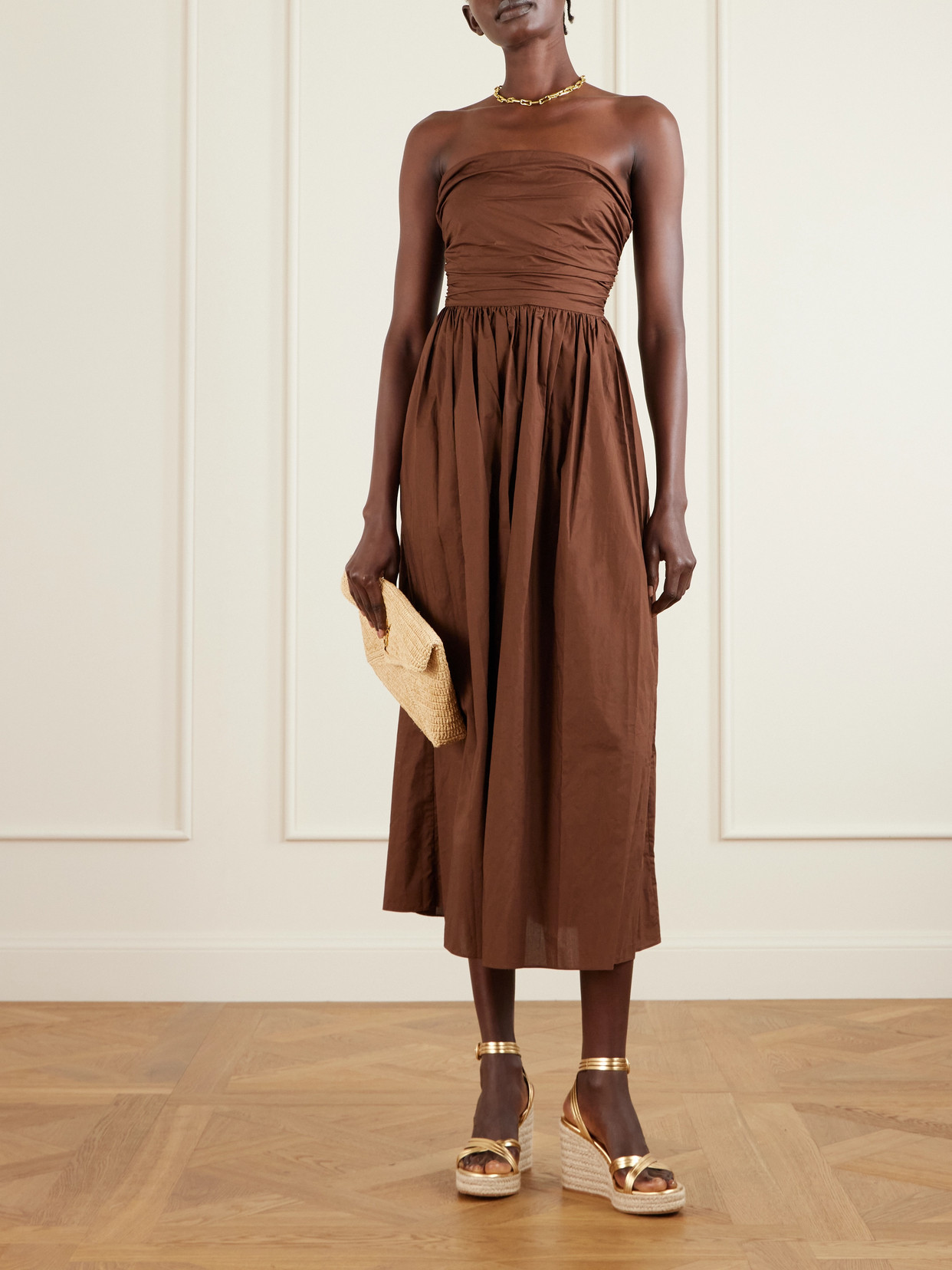 Gianvito Rossi Metallic Leather Espadrille Wedge Sandals In Gold